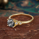 4 Prong Classic Round Black Rutilated Quartz Engagement Ring for Women